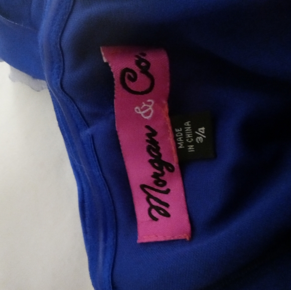 Royal Blue Empire Waist One-Shoulder Formal Gown Long Floor Length - Picture 3 of 5